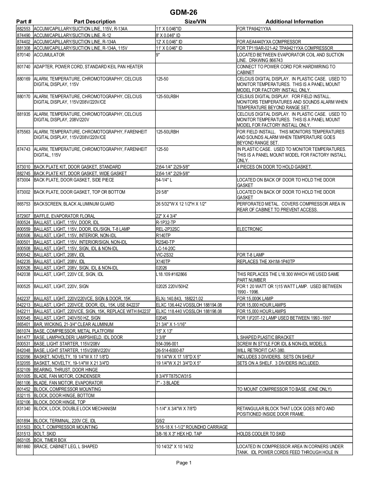 Download free pdf for True GDM-26 Refrigerator manual
